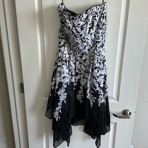 Black and White Strapless Dress